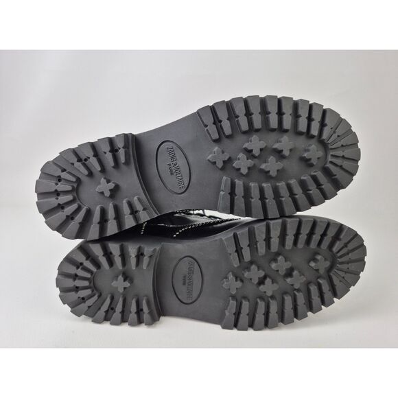 Zadig & Voltaire Women's Black Leather Joe Studded Combat Boots Size 40 - Picture 5 of 7